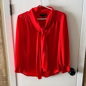 Banana Republic Vibrant Red Tie-Neck Blouse